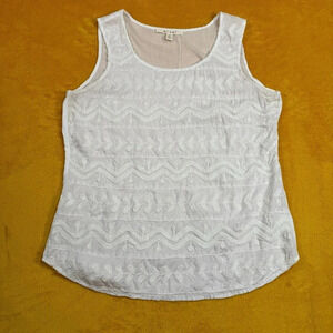 Mi Ami Sleeveless Embroidered Blouse White Womens SZ S Tank Top 100% Ray…